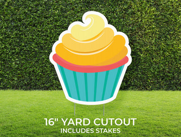 Cupcake Yard Sign Cutout | Happy Birthday Yard Décor | Lawn Sign | Honk It's Your Birthday | Customizable Yard Set | Includes Stakes
