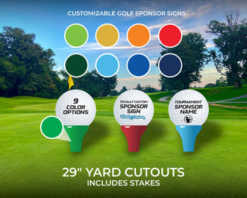 Custom Golf Sponsor Sign Cutouts | Sporting Event Yard Décor | Personalized Sponsorship Signs | 29" Golf Signs with Stakes