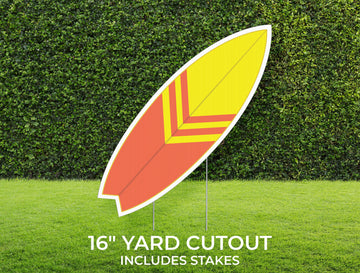Surfboard Yard Sign Cutout | Sports Yard Décor | Personalized Lawn Sign | Build Your Own Yard Cutout Set | Customizable | Includes Stakes