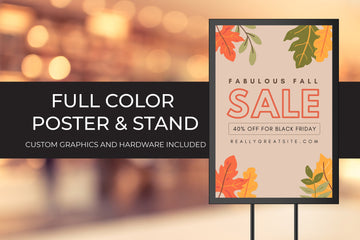 Floor Standing Poster Stand | Sign Holder | Personalized Retail Advertising | Double-Sided PVC Graphics | 60" Business Sign Display | Custom