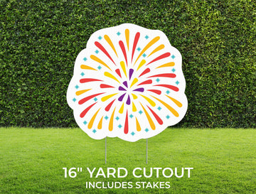 Firework Yard Sign Cutout | Happy Birthday Yard Décor | Personalized Lawn Sign | Birthday Party | Customizable Yard Set | Includes Stakes