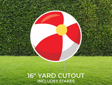 Beach Ball Yard Sign Cutout | Tropical Beach Décor | Personalized Lawn Party | Build Your Own Yard Cutout Set Customizable | Includes Stakes