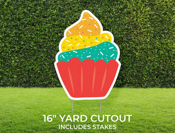 Cupcake Yard Sign Cutout | Happy Birthday Yard Décor | Lawn Sign | Honk It's Your Birthday | Customizable Yard Set | Includes Stakes