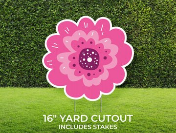 Pink Flower Yard Sign Cutout | Birthday Party, It's A Girl, Summer Décor | Build Your Own Yard Cutout Set Customizable | Includes Stakes