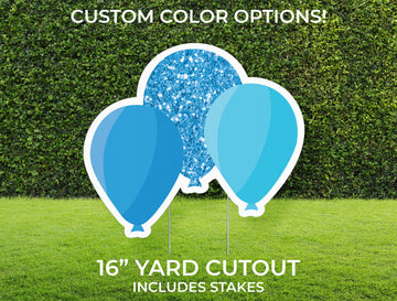 Glitter Balloons Yard Sign Cutout | Custom Yard Décor | Lawn Sign | Birthday, Graduation, Party | Customizable Yard Set | Includes Stakes