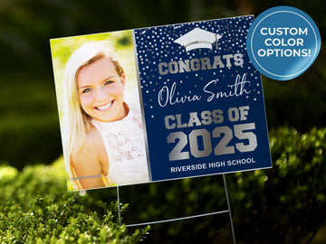 Custom Graduation Yard Sign With Photo | Double-Sided | Personalized Congrats Grad | Customizable Graduation 2025 | 24"x 18"