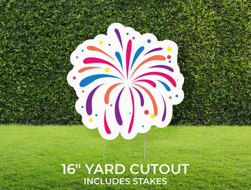 Firework Yard Sign Cutout | Happy Birthday Yard Décor | Personalized Lawn Sign | Birthday Party | Customizable Yard Set | Includes Stakes