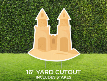 Sand Castle Yard Sign Cutout | Tropical Beach Décor | Personalized Lawn Party | Build Your Own Yard Cutout Set Customizable | Includes Stake