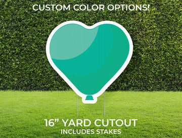 Heart Balloon Yard Sign Cutout | Custom Yard Décor | Lawn Sign | Birthday, Graduation, Party | Customizable Yard Set | Includes Stakes
