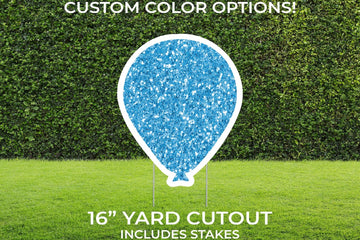 Glitter Balloon Yard Sign Cutout | Custom Yard Décor | Lawn Sign | Birthday, Graduation, Party | Customizable Yard Set | Includes Stakes