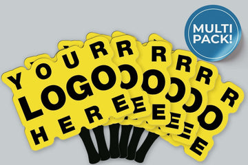 Custom Handheld Logo Paddles | Company Logo Cutout on Stick | Personalized Branding Paddles | Corporate Events | Multi-Pack