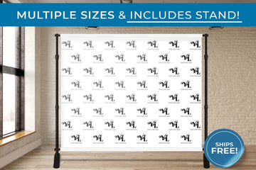 Stand Included Custom Step and Repeat Banner | Business Logo Backdrop | Personalized Birthday, Wedding, Party Event Backdrop | Full Color