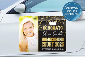Custom Homecoming Car Magnet | Car Parade Magnets | Congrats HOCO Court 2025 | Personalized Custom Full-Color Magnets
