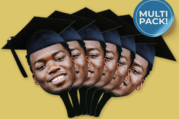 Custom Graduation Handheld Fan Face With Grad Cap | Congrats Grad | Head Cutout on Stick | Graduation 2024 | Multiple Sizes | Multi-Pack