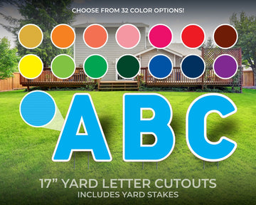 Custom Letter Yard Sign Cutouts | Party/Event Yard Décor | Personalized Yard Letters | 17" Lawn Letters with Stakes