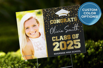 Custom Graduation Yard Sign With Photo | Double-Sided | Personalized Congrats Grad | Customizable Graduation 2025 | 24x18