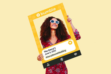 Custom Bumble Cutout Photo Frame | 24" x 36" | Wedding Party Photo Booth Prop | Personalized Engagement Party | Dating App Boom It's a Match