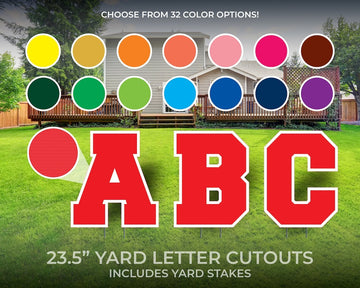 Custom Letter Yard Sign Cutouts | Party/Event Yard Décor | Personalized Yard Letters | 23.5" Lawn Letters with Stakes