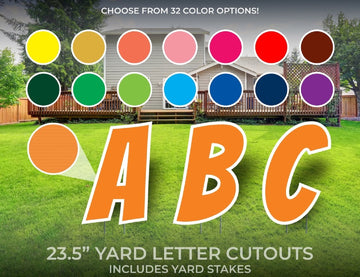Custom Letter Yard Sign Cutouts | Party/Event Yard Décor | Personalized Yard Letters | 23.5" Lawn Letters with Stakes