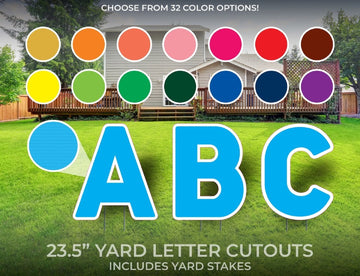 Custom Letter Yard Sign Cutouts | Party/Event Yard Décor | Personalized Yard Letters | 23.5" Lawn Letters with Stakes