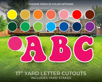 Custom Letter Yard Sign Cutouts | Party/Event Yard Décor | Personalized Yard Letters | 17" Lawn Letters with Stakes