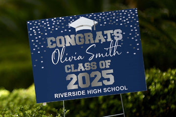 Custom Graduation Yard Sign | Double-Sided | Personalized Congrats Grad | Customizable Graduation 2025 Multiple Colors | 24"x 18"