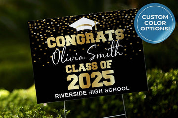 Custom Graduation Yard Sign | Double-Sided | Personalized Congrats Grad | Customizable Graduation 2025 Multiple Colors | 24"x 18"